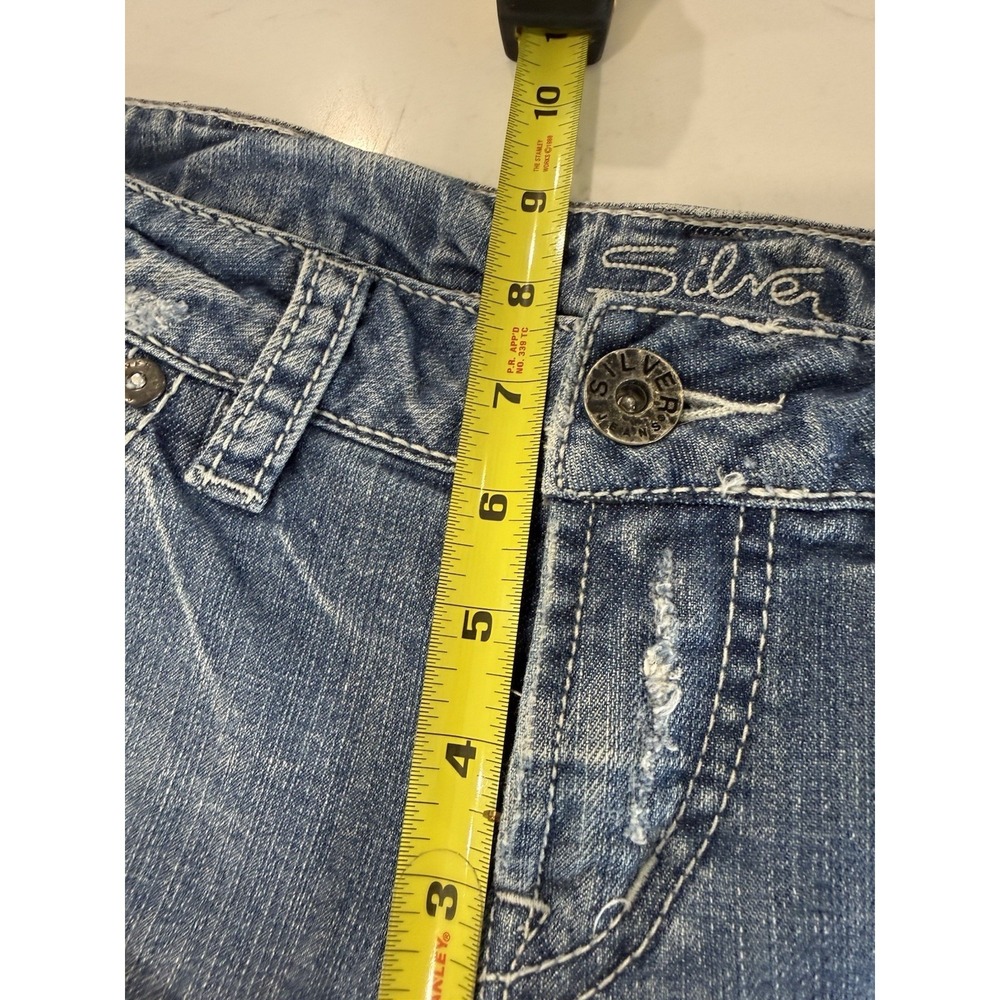 Silver Jeans Womens Distressed Frances 18" Bootcut 31x33 White Stitch Low Rise - Picture 11 of 12